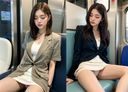 「電車内でパンチラしてぶっかけられる美人OLたち」AI美女写真集