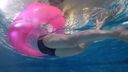 20歳のBカップ剛毛りんかちゃんをプールで水中撮影。