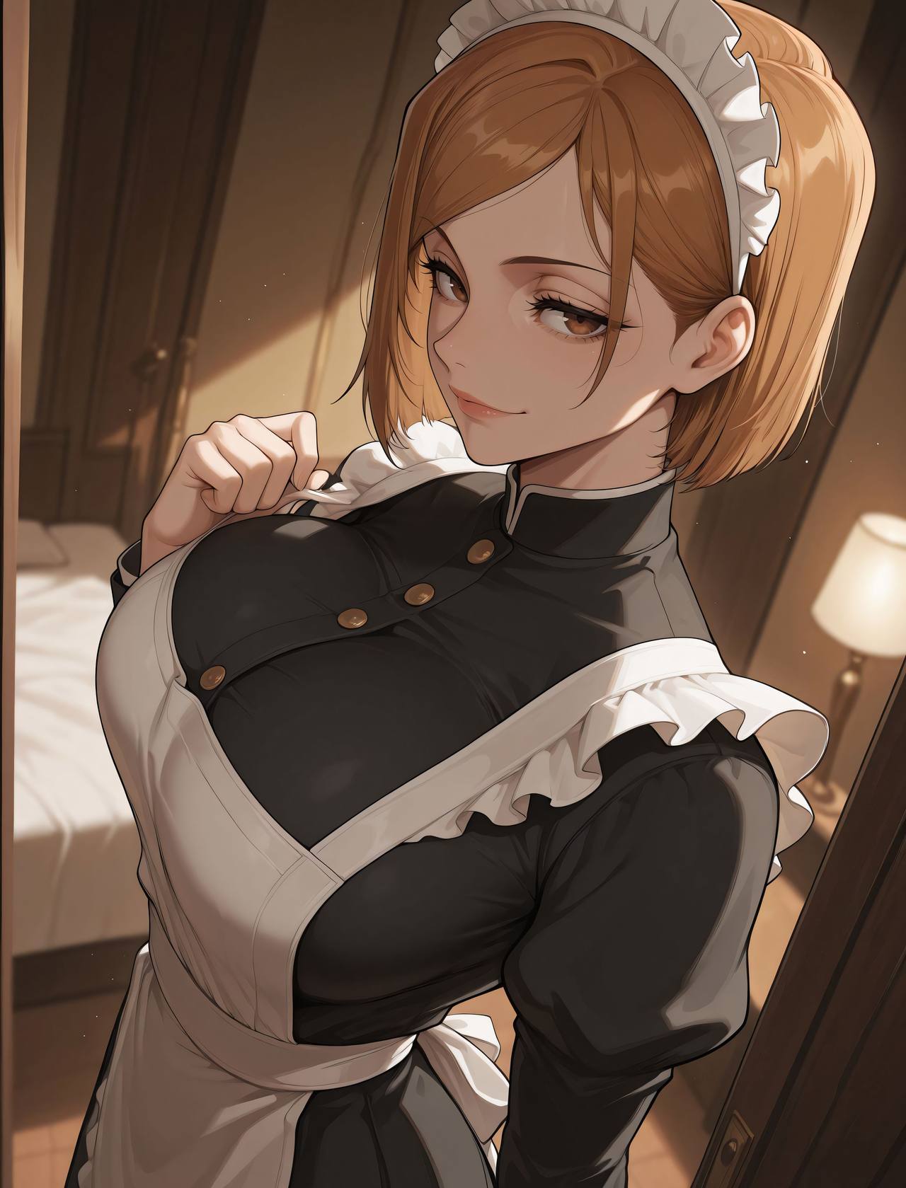 夜の静寂に咲く微笑み、優雅なメイドの一瞬【1032枚】 gallery photo 1