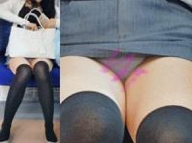 正面のお*さんが完全に男をシコらせにきている件　電車パンチラ
