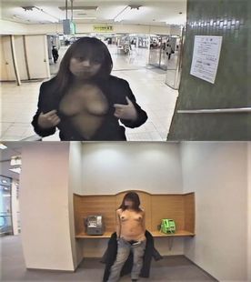 【野外露出】激カワM*！変態極上ボディ！駅周辺でオッパイ、マン毛出まくり！ついでに指オナでうっとり顔エロ過ぎ！