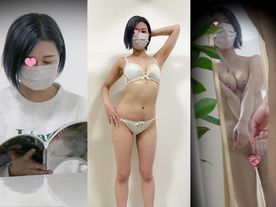 Marshmallow boobs ♡ OL shaved pussy/changing clothes ● Shooting ♡ ※ monitor boobs selfie