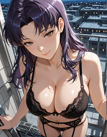 【大人気アニメ】大人びた黒髪美女が夜の部屋で見せる、静かな微笑【510P】