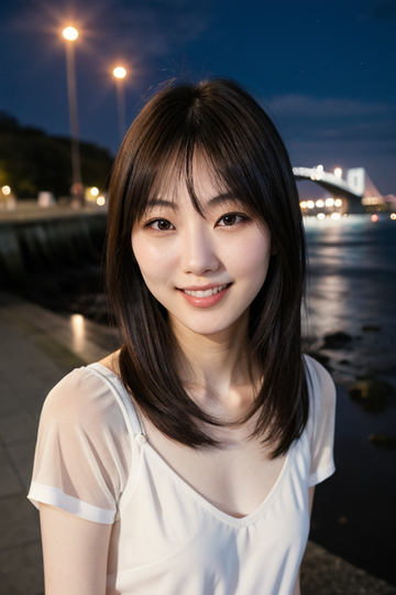 AI**達「夜景が見える海岸で」