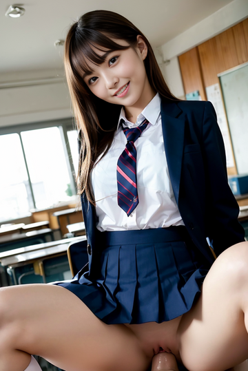 制服風コスプレのパイパンAI美女ミックス