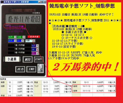 ☆『 競馬電卓予想ソフト_刻紫夢想 』