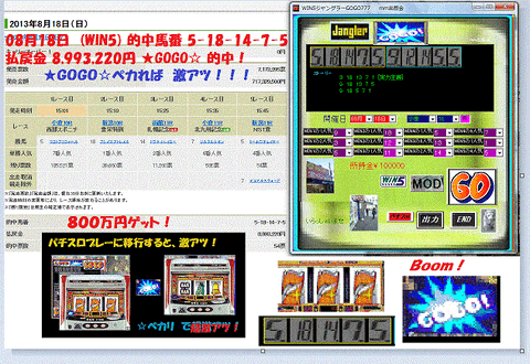 　WIN5 馬連　3連単★「WIN5ジャングラーGOGO777」