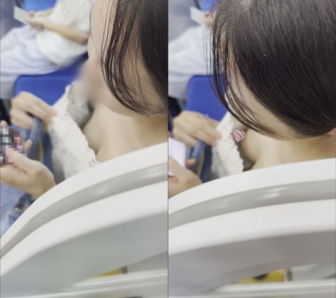 [電車胸チラ]暑くて胸元パタパタしだしたから、チクチラしちゃったね！[セルフ乳首見せつけ]