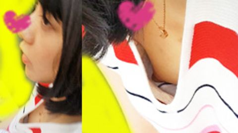 おっぱい狙いました。 バイトさん。乳首丸見え　レビュー特典あり