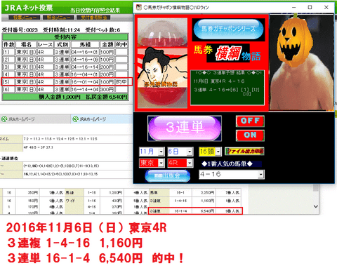 ☆馬券ガチャポン 横綱物語 ハロウィン