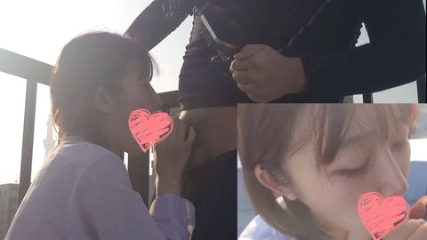 (無)【個撮+屋外】スポ根メンヘラ❤校舎屋上フェラチオサポート3万円【4K画質】❤