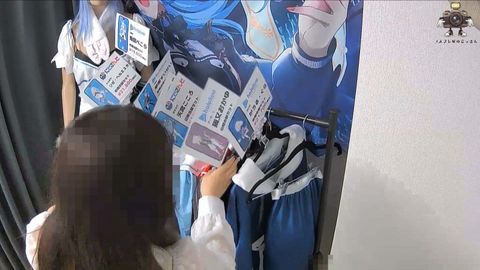【監視カメラ**】コスプレ店試着室でミニスカ巨乳美女の生試着を監視カメラが捉えていた！？