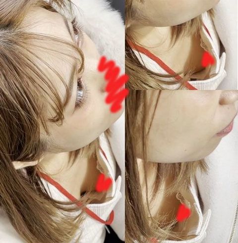 【休憩所の胸チラ②】同じオフィスビル内（大手旅行代理店スタッフ）美人Aちゃん同僚との談話中の胸チラ