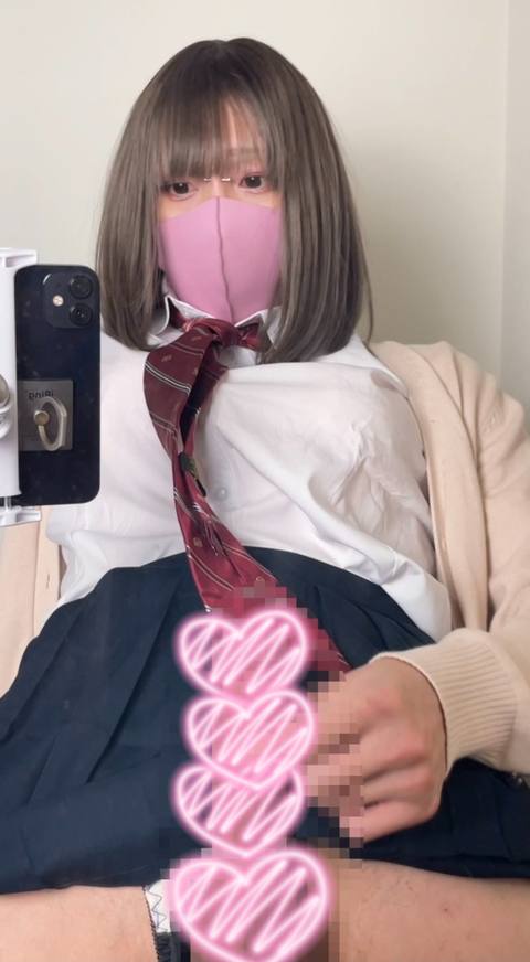 【個人撮影】デカちんぽ制服ギャルの濃厚ノーハンド射精（特典付き、女装）