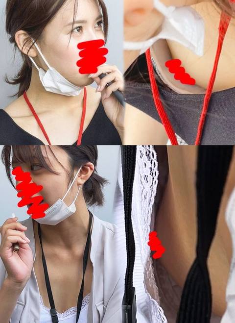 【休憩所の胸チラ⑧】オフィスビル内（広告代理店の事務）美人女性２名連続