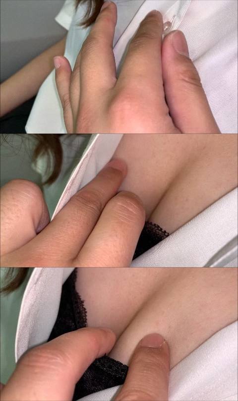 【電車おっぱい***】稀に見る美女の生おっぱい揉み！乳首も引っ張り出してじっくり撮影！！