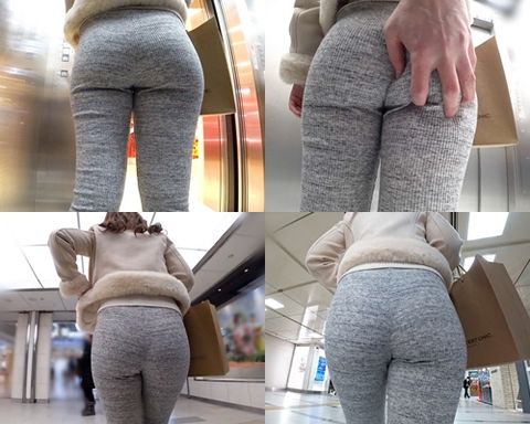 【デカ尻探訪】☆リブパンツに愚直に反映されたお尻肉の盛り上がり具合が半端ないお*さん！（前半）