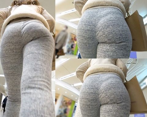 【デカ尻探訪】☆リブパンツに愚直に反映されたお尻肉の盛り上がり具合が半端ないお*さん！（前半）