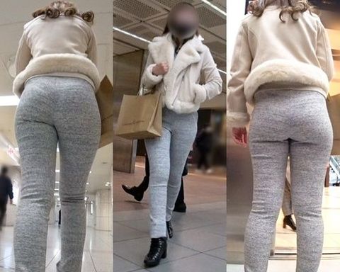 【デカ尻探訪】☆リブパンツに愚直に反映されたお尻肉の盛り上がり具合が半端ないお*さん！（前半）