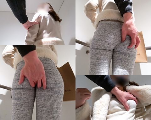 【デカ尻探訪】☆リブパンツに愚直に反映されたお尻肉の盛り上がり具合が半端ないお*さん！（前半）