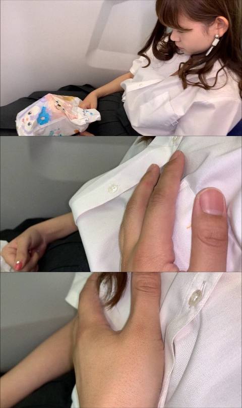 【電車おっぱい***】稀に見る美女の生おっぱい揉み！乳首も引っ張り出してじっくり撮影！！
