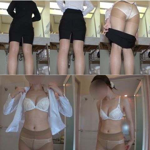 【脱衣所で服を脱ぐ】☆リクルートスーツOLさん！