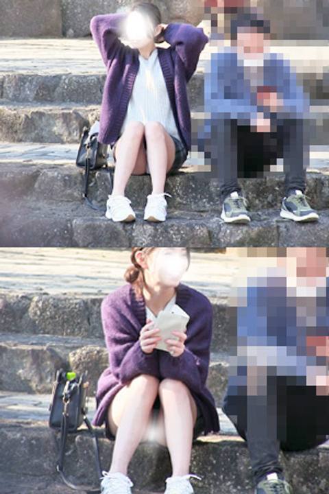 待ち伏せパンチラ　彼氏がいるのに僕だけのためにパンティを・・・