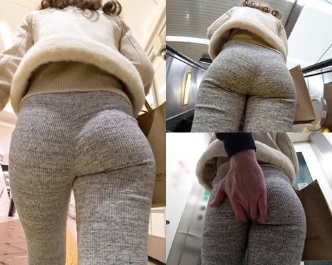 【デカ尻探訪】☆リブパンツに愚直に反映されたお尻肉の盛り上がり具合が半端ないお*さん！（後編）