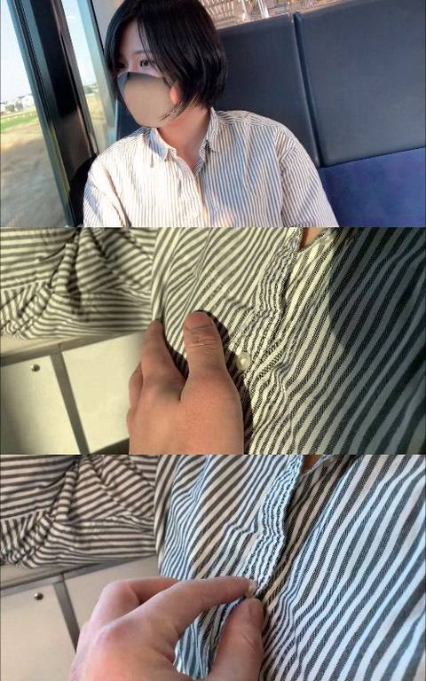 【電車おっぱい***】おしとやかな黒髪美女にめっちゃ興奮したので、寝ている間に胸元オープン！！からのエロ過ぎおっぱいをモミモミww