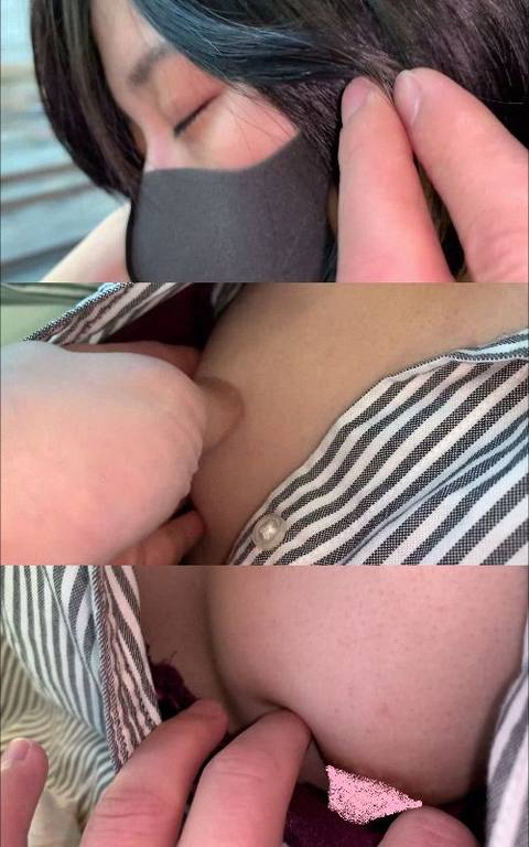 【電車おっぱい***】おしとやかな黒髪美女にめっちゃ興奮したので、寝ている間に胸元オープン！！からのエロ過ぎおっぱいをモミモミww