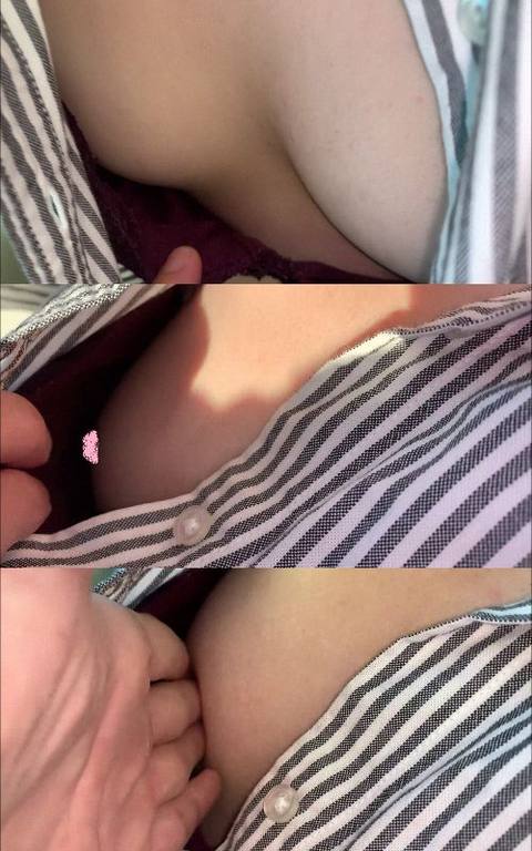 【電車おっぱい***】おしとやかな黒髪美女にめっちゃ興奮したので、寝ている間に胸元オープン！！からのエロ過ぎおっぱいをモミモミww