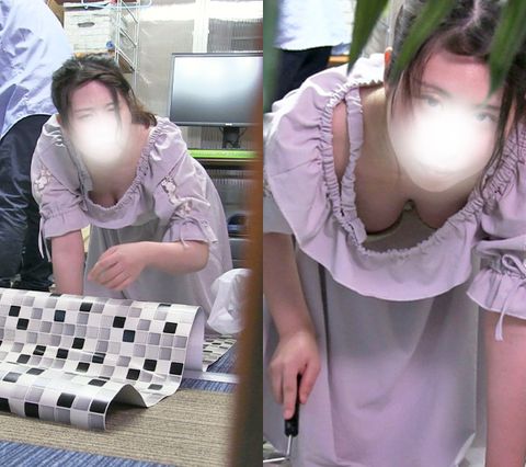新人OLさん　「バレるよぉ？」と言いながらパンティとおっぱいでシコらせにくる