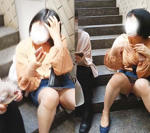 ＯＬさん、休憩してるところを狙われてしまう・・・気づかないで！無防備パンティ