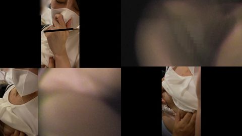 [音声有]清楚系美乳OLがブラとパンストをズラされ集団。耐えれず漏れる声。