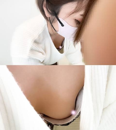 【集荷客胸チラ】美人妻の緩んだ胸元から乳首丸見えでした【パンチラ/胸チラ】