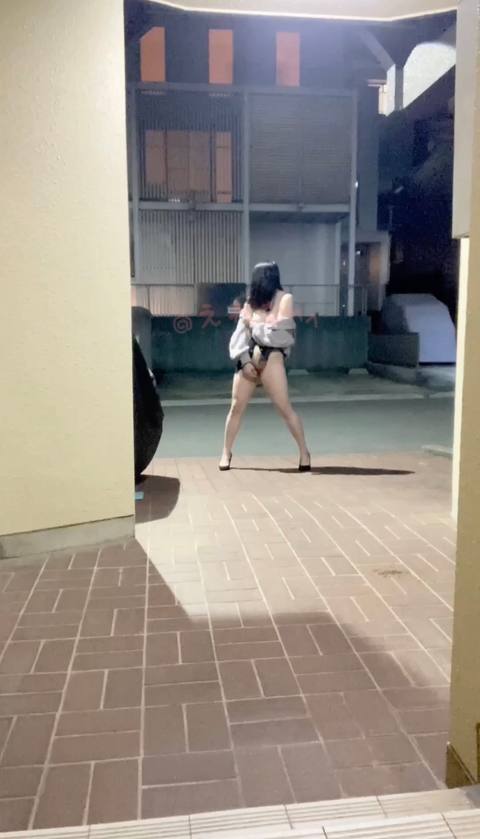 〈素人自撮り〉大学1**！最初はマンションの入り口でディルドオナニーしてたけどエスカレートしてほぼ全裸状態で道路にでちゃいました、、何人か人が通って最後はモロ見られました、、、