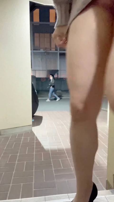 〈素人自撮り〉大学1**！最初はマンションの入り口でディルドオナニーしてたけどエスカレートしてほぼ全裸状態で道路にでちゃいました、、何人か人が通って最後はモロ見られました、、、