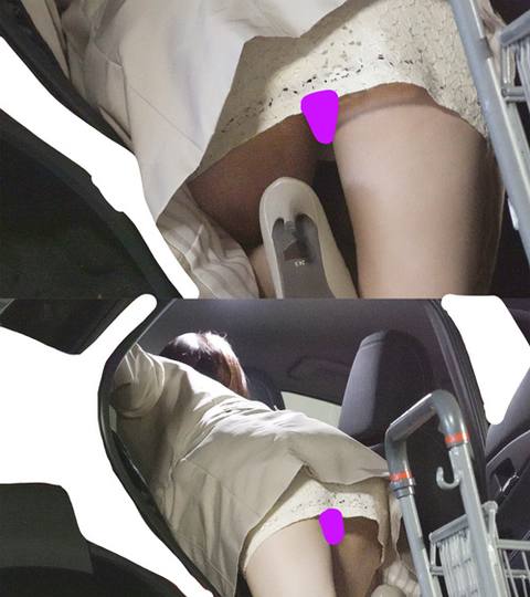 【パンチラ】エロ下着妻の買い物帰りに油断した一瞬