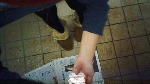 ≪援撮04≫19歳短大生/公衆トイレ唾手コキ胸射(眼鏡型カメラ)
