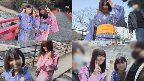 【親友４P】仲良しめっかわ**大生☆温泉Wデート☆4人混浴ちんちんガッチガチ⇒見せっこしながら連続生セックス
