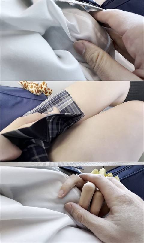 電車おっぱい揉みスヤスヤしてたので、柔らかおっぱいを揉みまくり…生おっぱいまで頂きました泣