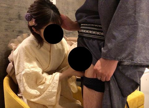 心待ちにしてた浴衣エッチが、生理日と重ってしまい、凹んでたらお口でしてくれてゴックンしてくれる***