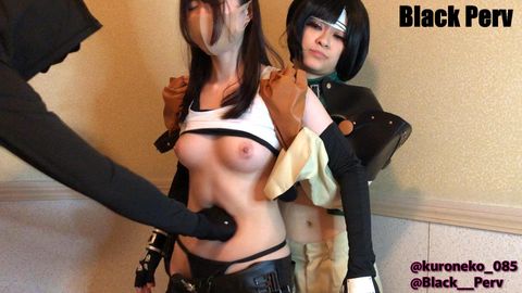 【FFレズ】色白受付嬢のティファがユフィに腹パンチされる！最後はBLACK PERVからもSTRONG腹パンチされる！【コラボ企画・高画質完成版：レビュー特典】