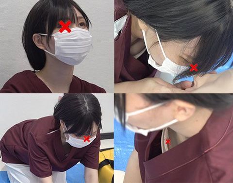 【救命講習/胸チラNo.38】前屈みで夢中になって、緩い胸元から前屈み胸チラ！介護士～**さんまで！