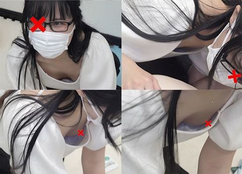 【救命講習/胸チラNo.38】前屈みで夢中になって、緩い胸元から前屈み胸チラ！介護士～**さんまで！