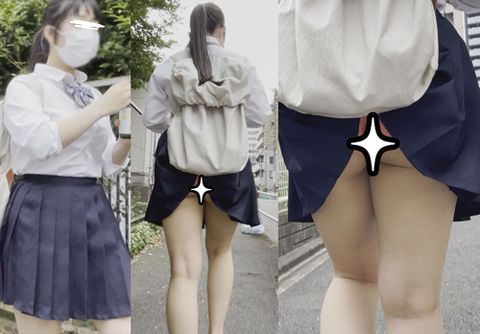 何故こうなった！スカートがパンツの中にINして桃尻丸出しで外を歩く**