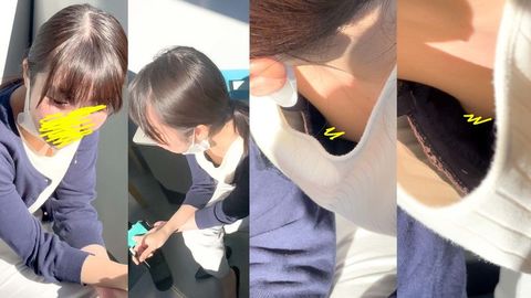 【胸チラ⑲】オフィスの休憩編！働く美人2名の無防備胸チラおっぱい！