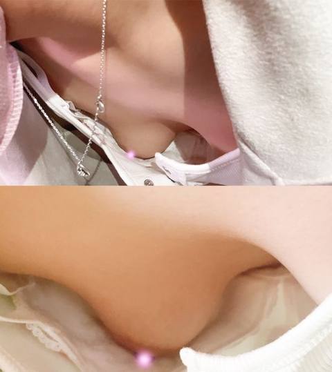 [Chest shot of a customer who collects cargo] Beautiful breasts are visible from the chest of a beautiful woman with an outstanding style [panty shot/chest shot]